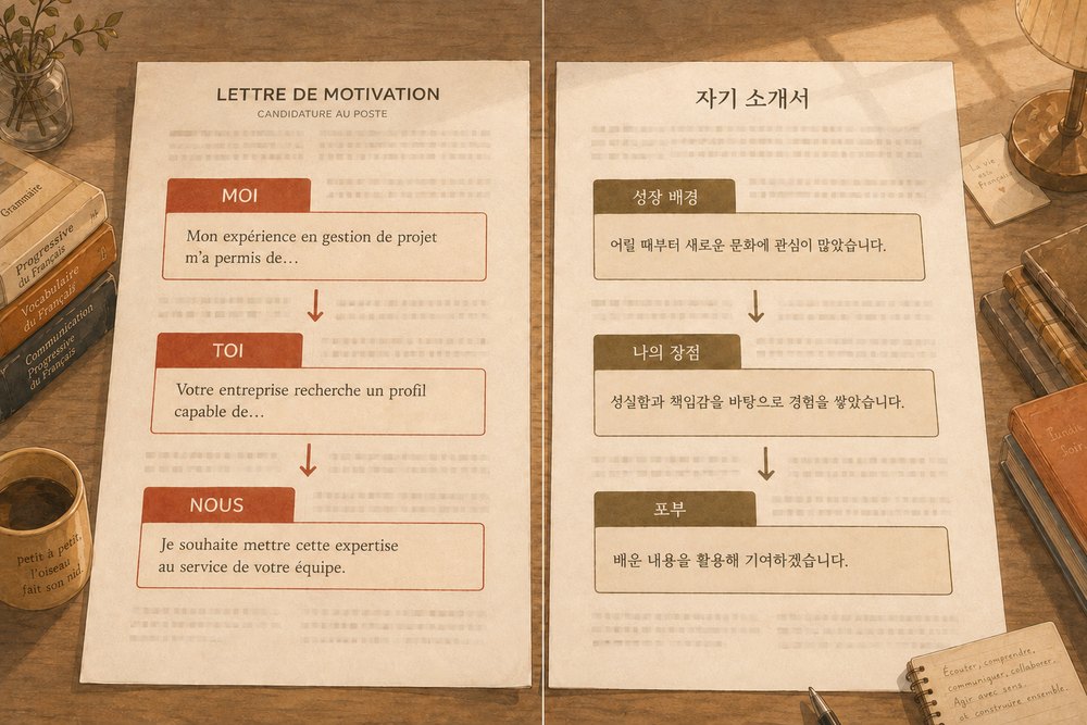 프랑스 Lettre de motivation과 한국식 자기소개서의 구조 비교